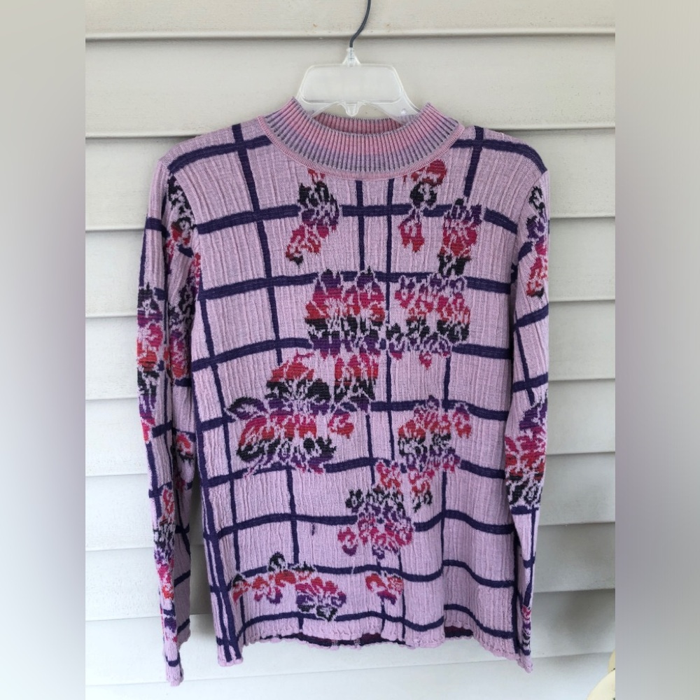 Floral Grid Pattern Sweater